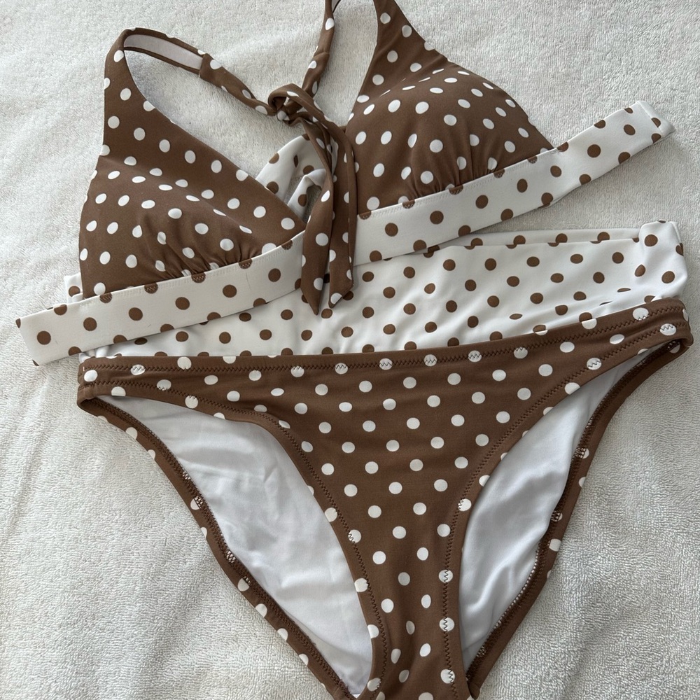 Victoria's Secret Brown and White Polka Dot Bikini
